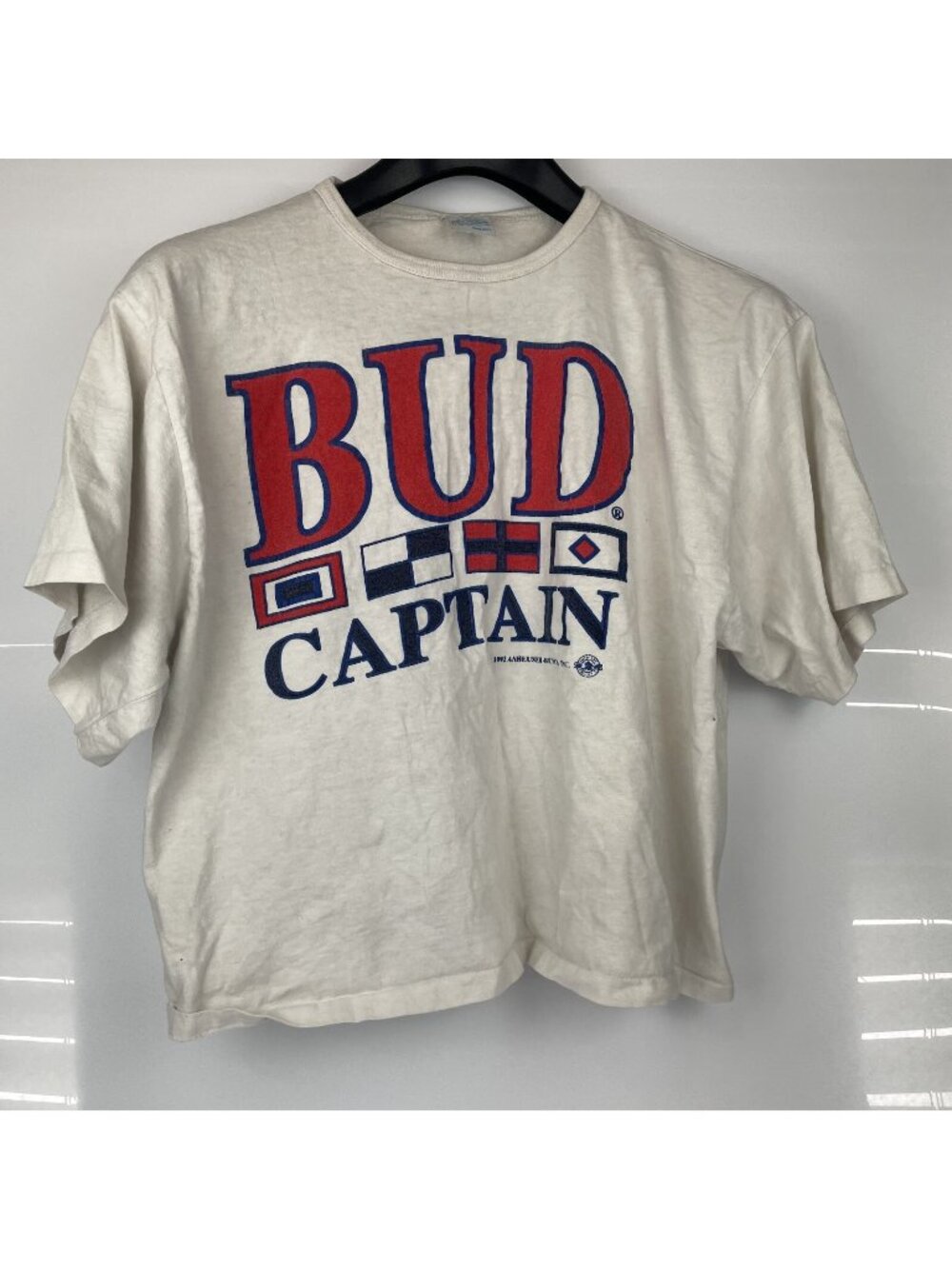 Vintage 1992 Bud Captain T-Shirt – One Size Anheuser Busch Alore 90s Promo Tee